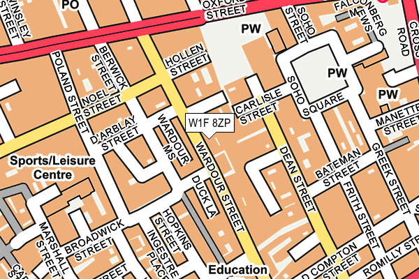 W1F 8ZP map - OS OpenMap – Local (Ordnance Survey)