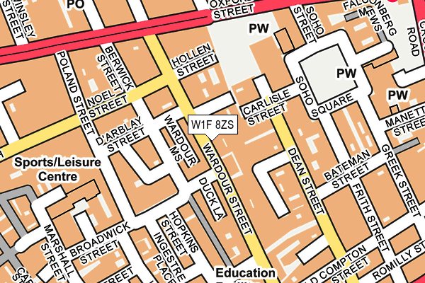 W1F 8ZS map - OS OpenMap – Local (Ordnance Survey)