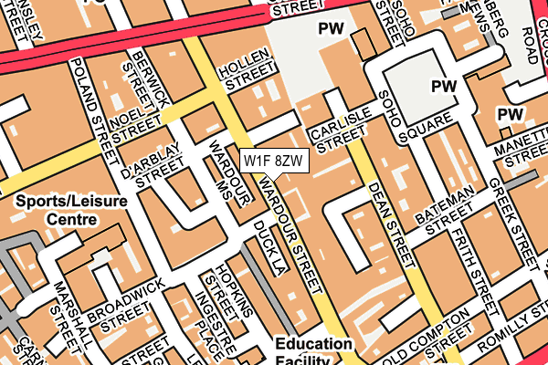 W1F 8ZW map - OS OpenMap – Local (Ordnance Survey)