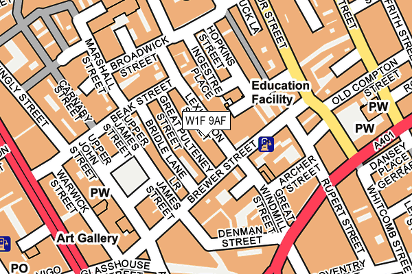 W1F 9AF map - OS OpenMap – Local (Ordnance Survey)