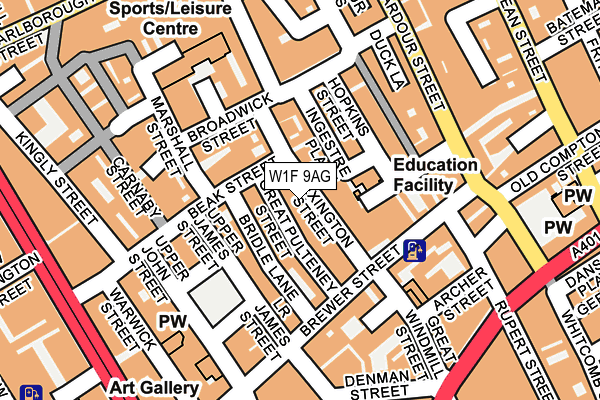 W1F 9AG map - OS OpenMap – Local (Ordnance Survey)