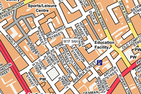 W1F 9AH map - OS OpenMap – Local (Ordnance Survey)