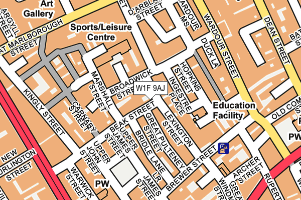 W1F 9AJ map - OS OpenMap – Local (Ordnance Survey)