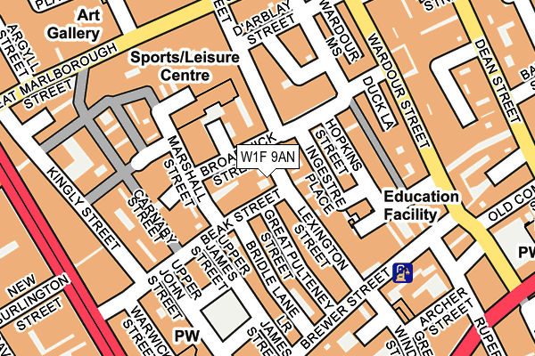 W1F 9AN map - OS OpenMap – Local (Ordnance Survey)