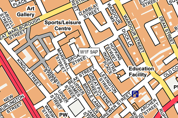 W1F 9AP map - OS OpenMap – Local (Ordnance Survey)