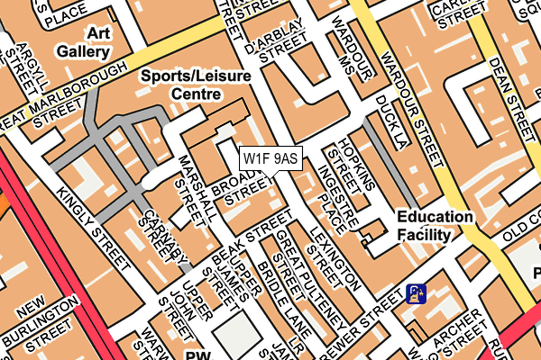 W1F 9AS map - OS OpenMap – Local (Ordnance Survey)