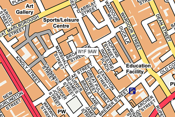W1F 9AW map - OS OpenMap – Local (Ordnance Survey)