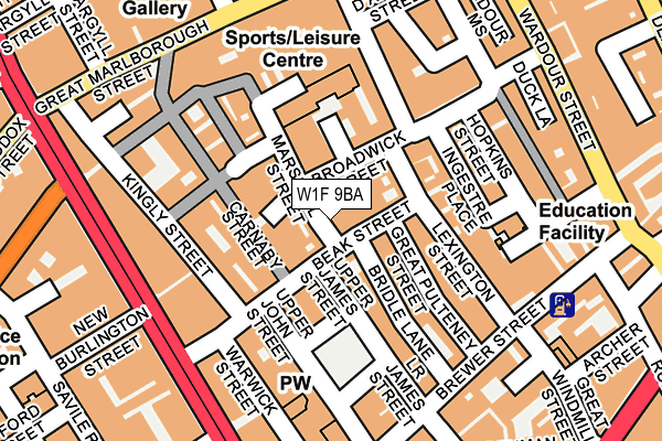 W1F 9BA map - OS OpenMap – Local (Ordnance Survey)