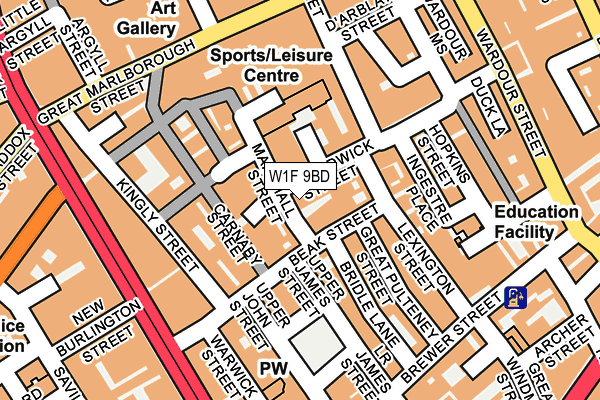 W1F 9BD map - OS OpenMap – Local (Ordnance Survey)