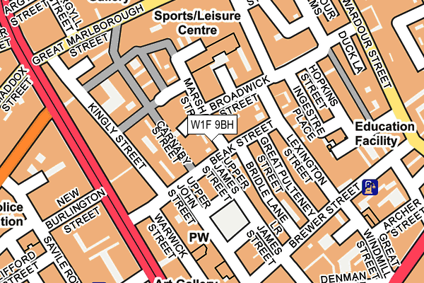 W1F 9BH map - OS OpenMap – Local (Ordnance Survey)