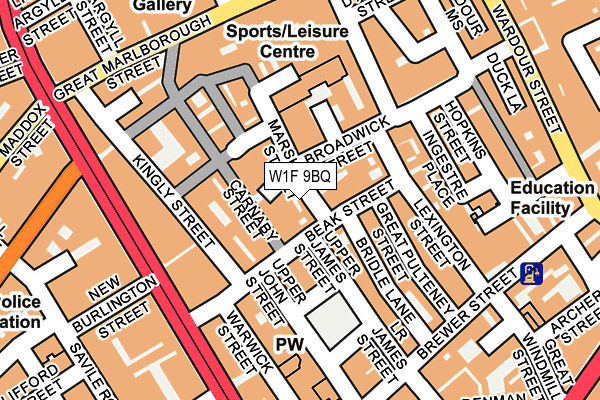 W1F 9BQ map - OS OpenMap – Local (Ordnance Survey)