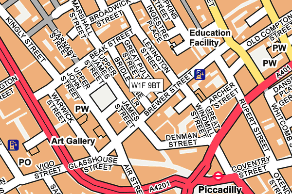 W1F 9BT map - OS OpenMap – Local (Ordnance Survey)