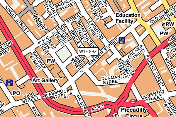 W1F 9BZ map - OS OpenMap – Local (Ordnance Survey)