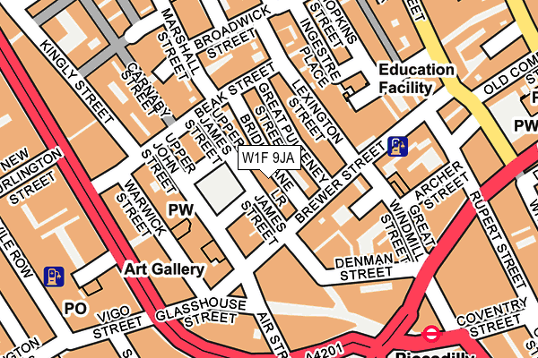 W1F 9JA map - OS OpenMap – Local (Ordnance Survey)