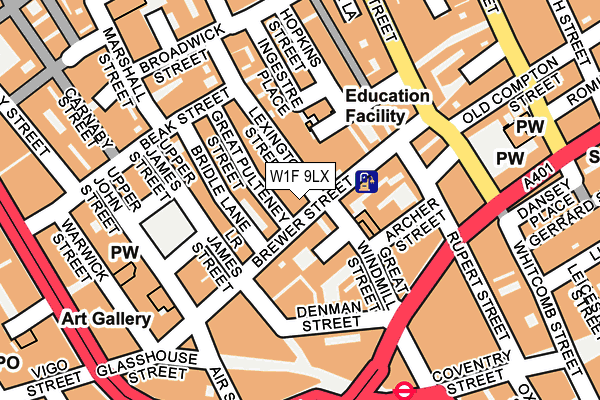 W1F 9LX map - OS OpenMap – Local (Ordnance Survey)