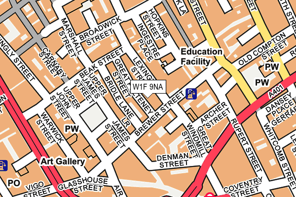 W1F 9NA map - OS OpenMap – Local (Ordnance Survey)