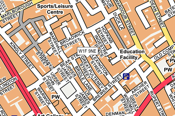 W1F 9NE map - OS OpenMap – Local (Ordnance Survey)