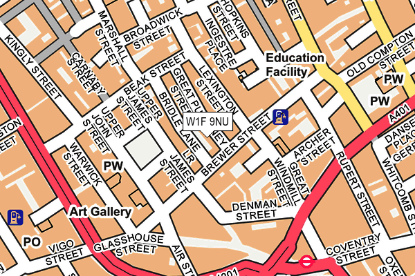 W1F 9NU map - OS OpenMap – Local (Ordnance Survey)