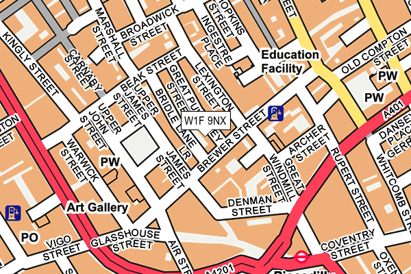 W1F 9NX map - OS OpenMap – Local (Ordnance Survey)