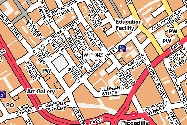 W1F 9NZ map - OS OpenMap – Local (Ordnance Survey)