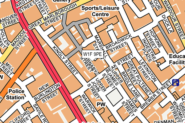 W1F 9PE map - OS OpenMap – Local (Ordnance Survey)