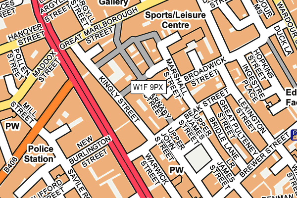 W1F 9PX map - OS OpenMap – Local (Ordnance Survey)