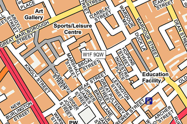 W1F 9QW map - OS OpenMap – Local (Ordnance Survey)