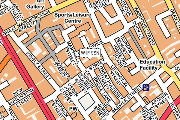 W1F 9SN map - OS OpenMap – Local (Ordnance Survey)