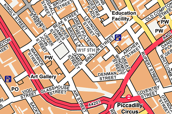 W1F 9TH map - OS OpenMap – Local (Ordnance Survey)
