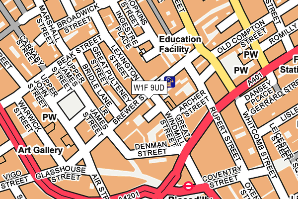 W1F 9UD map - OS OpenMap – Local (Ordnance Survey)