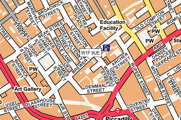 W1F 9UE map - OS OpenMap – Local (Ordnance Survey)