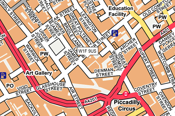 W1F 9US map - OS OpenMap – Local (Ordnance Survey)