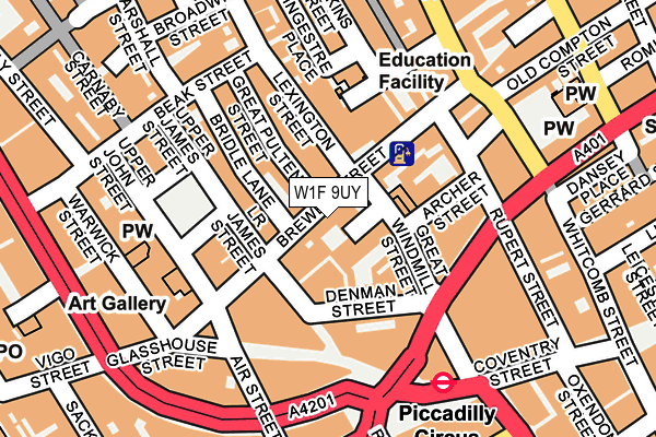 W1F 9UY map - OS OpenMap – Local (Ordnance Survey)