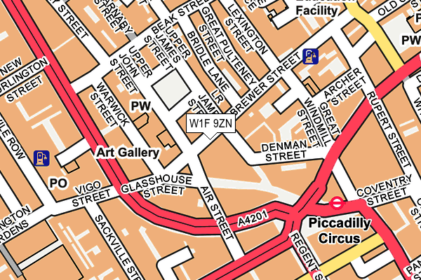 W1F 9ZN map - OS OpenMap – Local (Ordnance Survey)