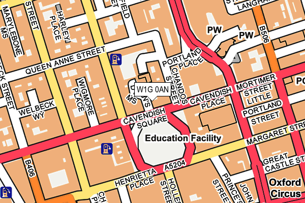 W1G 0AN map - OS OpenMap – Local (Ordnance Survey)