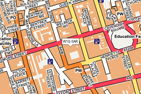 W1G 0AR map - OS OpenMap – Local (Ordnance Survey)