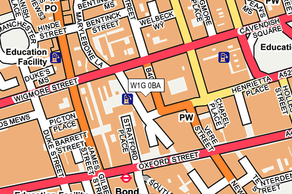 W1G 0BA map - OS OpenMap – Local (Ordnance Survey)