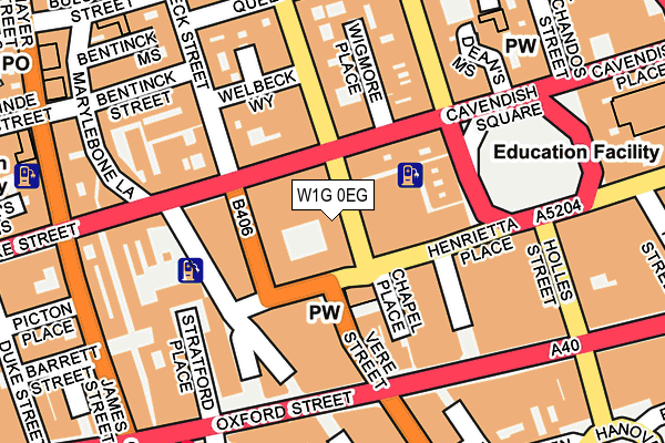 W1G 0EG map - OS OpenMap – Local (Ordnance Survey)