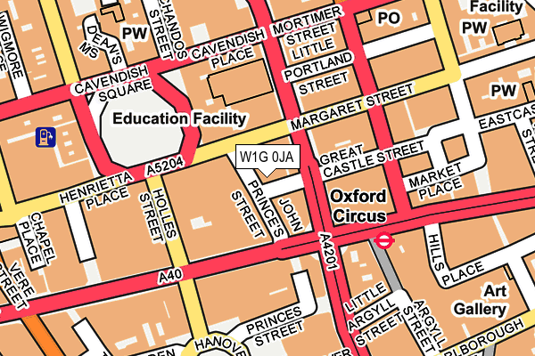 W1G 0JA map - OS OpenMap – Local (Ordnance Survey)