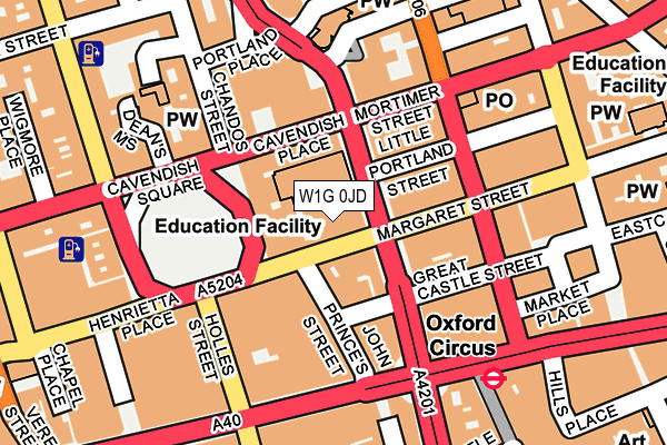 W1G 0JD map - OS OpenMap – Local (Ordnance Survey)