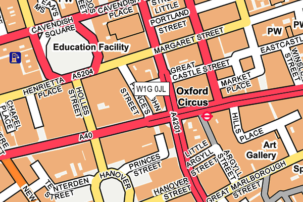W1G 0JL map - OS OpenMap – Local (Ordnance Survey)