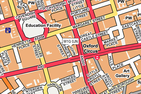 W1G 0JN map - OS OpenMap – Local (Ordnance Survey)