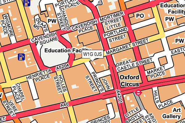 W1G 0JS map - OS OpenMap – Local (Ordnance Survey)