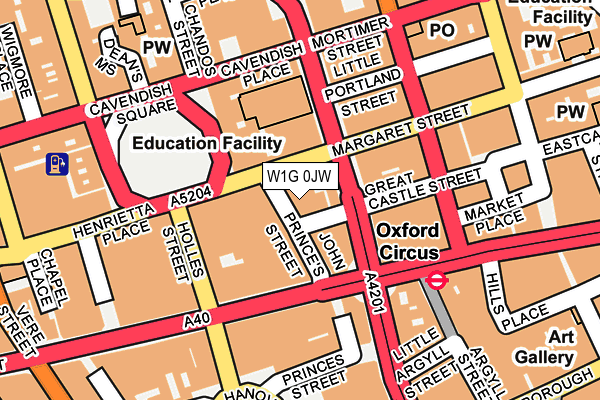 W1G 0JW map - OS OpenMap – Local (Ordnance Survey)