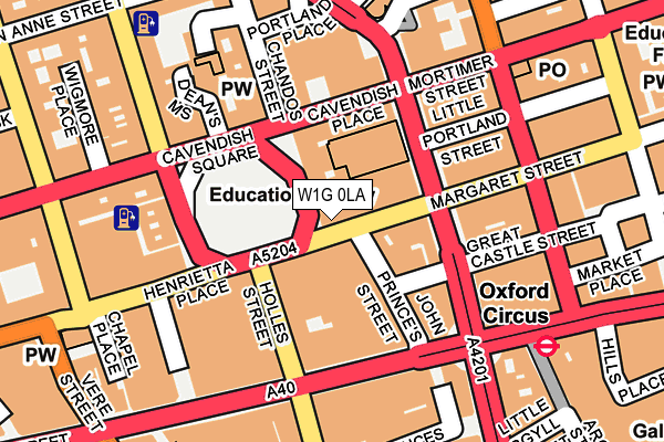 W1G 0LA map - OS OpenMap – Local (Ordnance Survey)