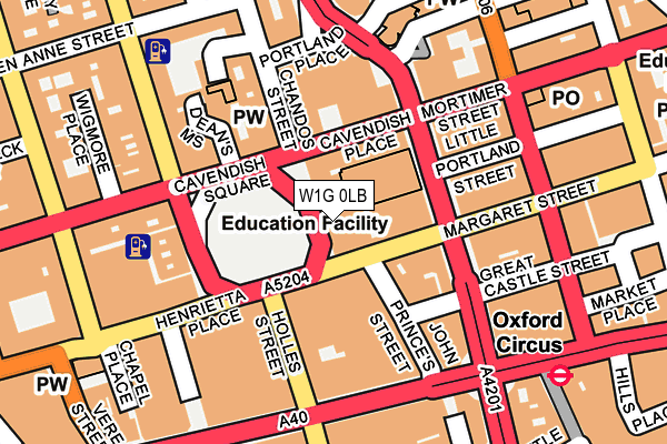 W1G 0LB map - OS OpenMap – Local (Ordnance Survey)
