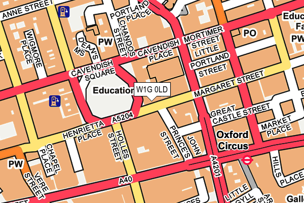 W1G 0LD map - OS OpenMap – Local (Ordnance Survey)