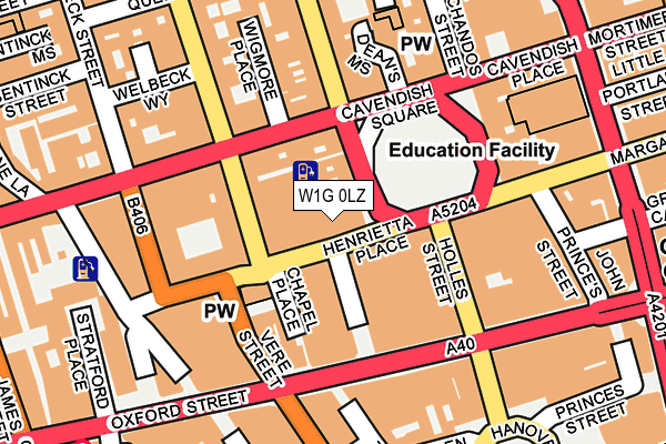 W1G 0LZ map - OS OpenMap – Local (Ordnance Survey)