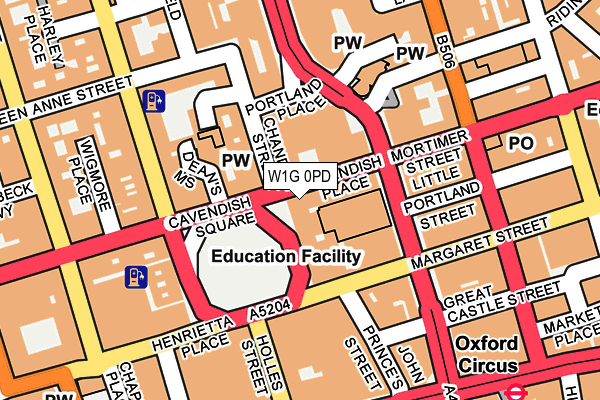 W1G 0PD map - OS OpenMap – Local (Ordnance Survey)