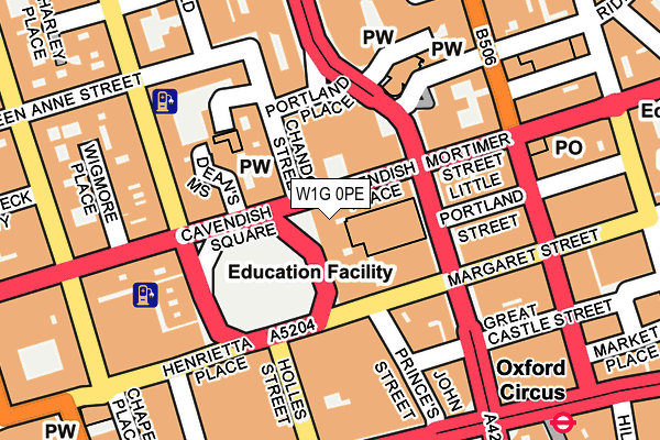 W1G 0PE map - OS OpenMap – Local (Ordnance Survey)